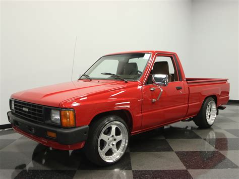 1985 Toyota Pickup . $8,995. SOLD Stock 1659-PHX Engine Size 2.4 L Transmission 5 Speed Manual Miles 173,796 (Actual) Location Phoenix. Share this Vehicle. Print Window Sticker. Learn More Description Features Documents. Description. ORIG AZ PICKUP, 2.4L 22RE, 5-SPEED, UPGRADD STEREO, PWR BRAKS/STEER, FACTORY A/C.